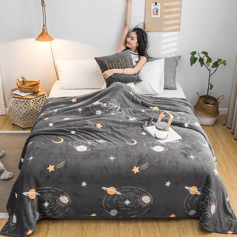Thick Plush Starry Sky Blanket for Warmth and Comfort